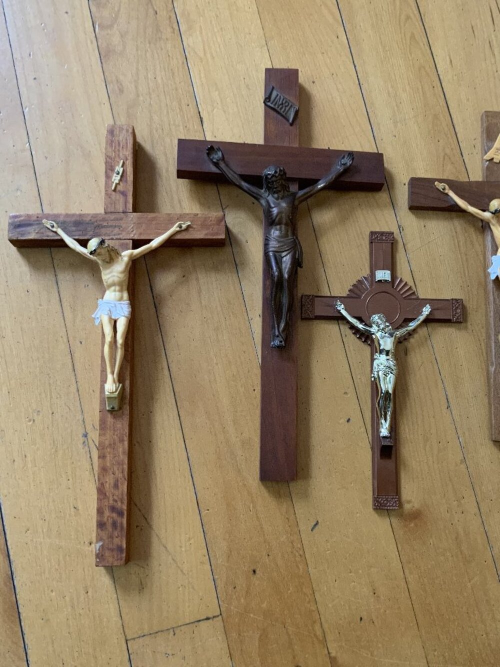 Vintage Wooden And Resin/Metal Wall Crucifixes